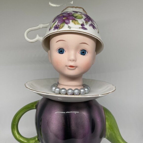 Doll Head Teapot Bird Feeder-Unusual Gift-Creepy Feeder-New! - Picture 2 of 11